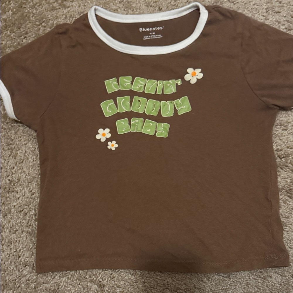 Bluenotes Brown Tee with Green Graphic and White Trim